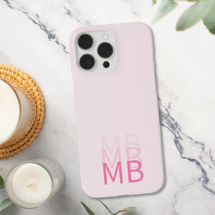 Coque iPhone 16 Pro Max Monogramme initial simple rose moderne