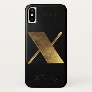 Coques Pour iPhone Monogramme initial X Black Gold