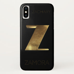 Coque iPhone X Monogramme initial Z or noir