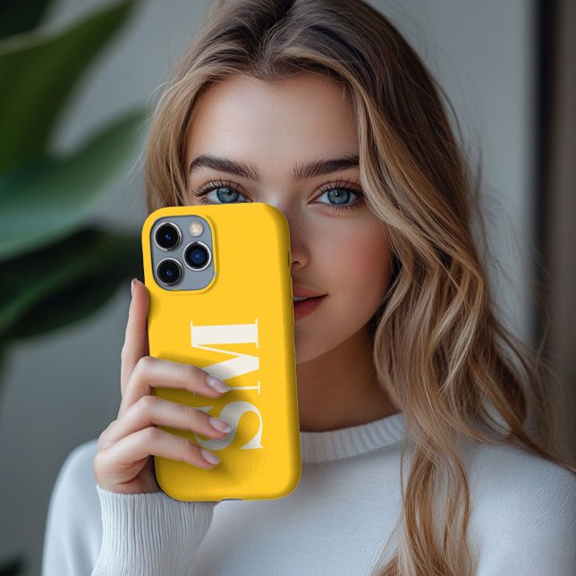 Coques Case-Mate iPhone Monogramme initiale jaune vif  (Créateur téléchargé)