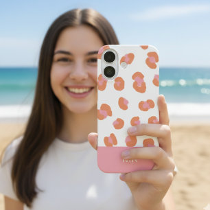 Coque Pour iPhone 16 Monogramme initiale léopard rose tendance