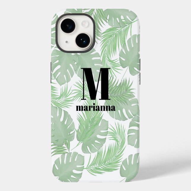 Coques Case-Mate iPhone Monogramme Initiales Élégantes Feuilles de Palmier (Verso)