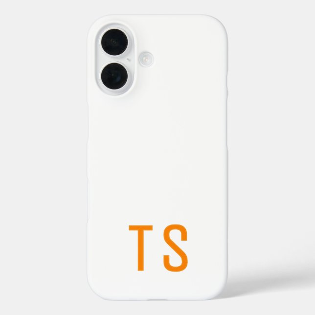 Coques Case-Mate iPhone Monogramme Initiales Minimal Moderne Orange Élégan (Verso)