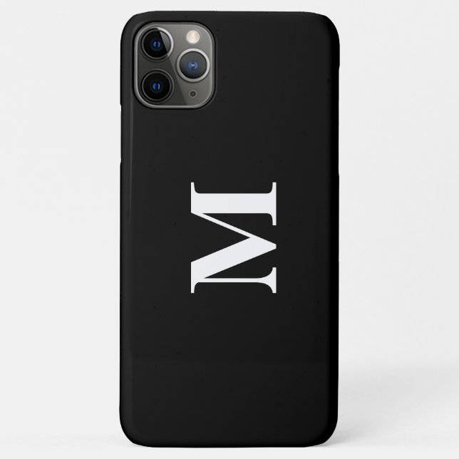 Coques Case-Mate iPhone Monogramme Initiales Nom personnalisé Black White  (Dos)