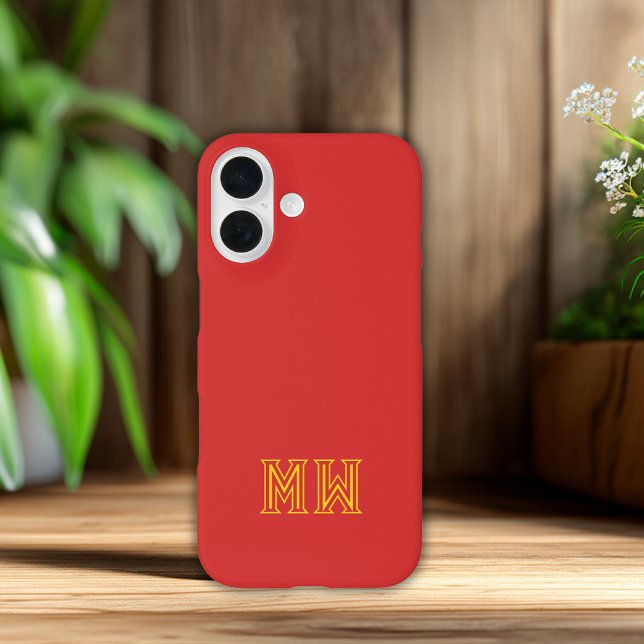 Coques Case-Mate iPhone Monogramme Initiales Rouge Jaune Simple Minimalist (Créateur téléchargé)