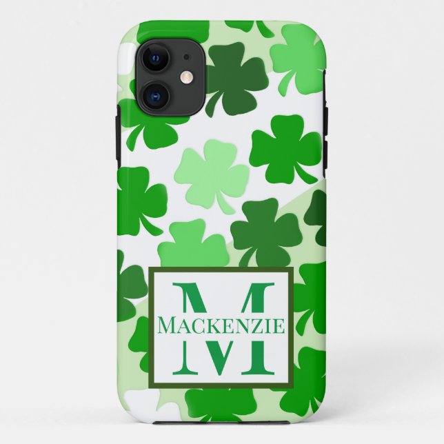 Coques Case-Mate iPhone Monogramme irlandais shamrock Première Saint Patri (Dos)
