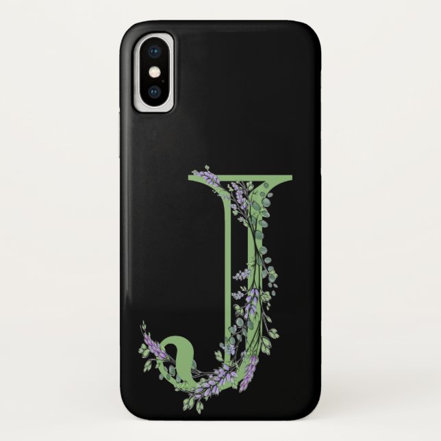 Coques Case-Mate iPhone Monogramme J Lavande Eucalyptus (Dos)