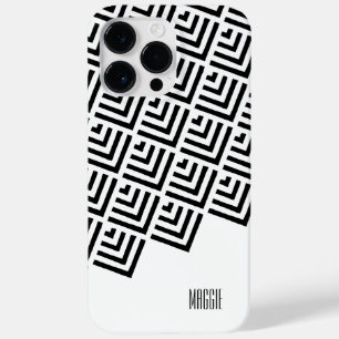 Coque Case-Mate iPhone Monogramme Jamais mort classe noir, blanc géométri