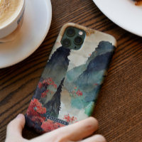 Monogramme japonais de la forêt de montagne de fle