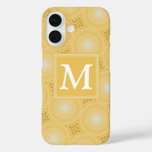 Coque Pour iPhone 16 Monogramme jaune cercles motif