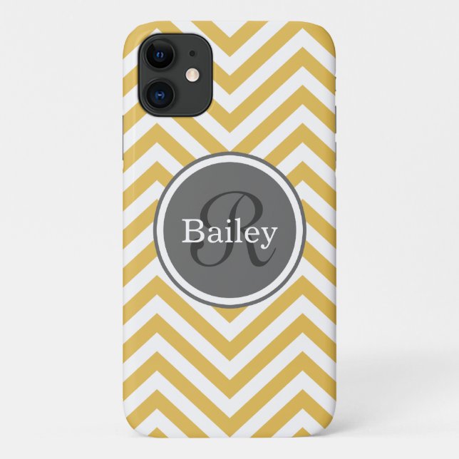 Coques Case-Mate iPhone Monogramme jaune Chevron (Dos)