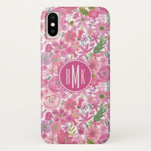 Etui iPhone Case-Mate Monogramme Je fais Pink Aquarelle Motif Floral