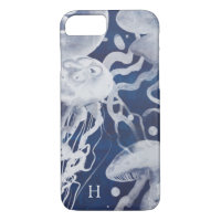 Monogramme | Jellyfish on Navy Arrière - plan
