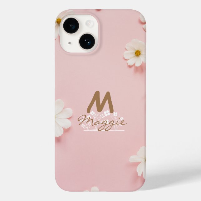 Coques Case-Mate iPhone Monogramme jolies fleurs mignonne photographie ros (Verso)