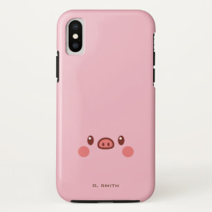 Coques Pour iPhone Monogramme. Kawaii Cute Emoji Piggy.