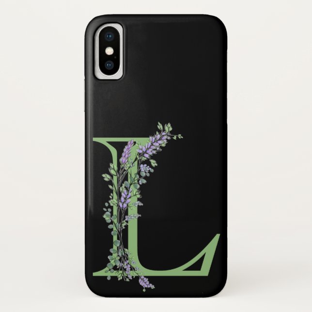Coques Case-Mate iPhone Monogramme L Lavande Eucalyptus (Dos)