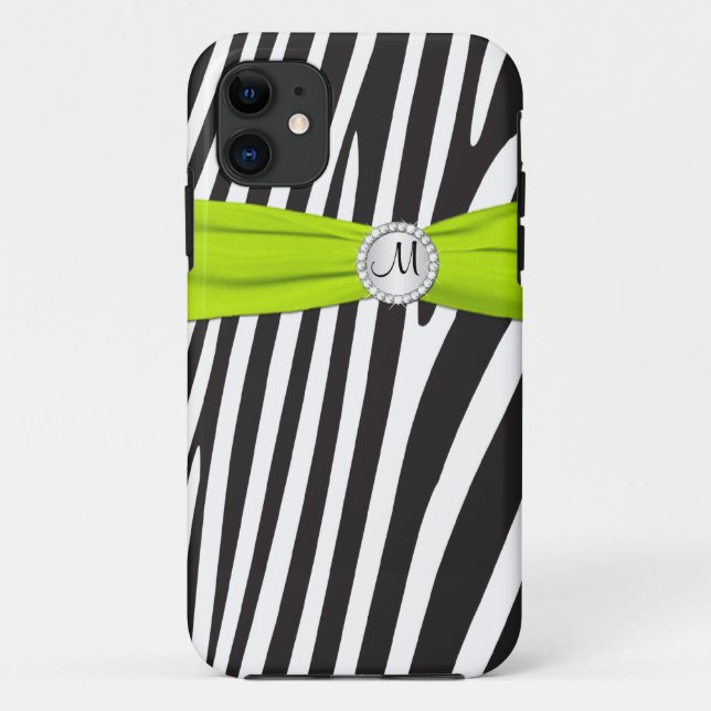 Coques Case-Mate iPhone Monogramme Lime, noir, blanc Zèbre rayé iPhone 5 (Dos)
