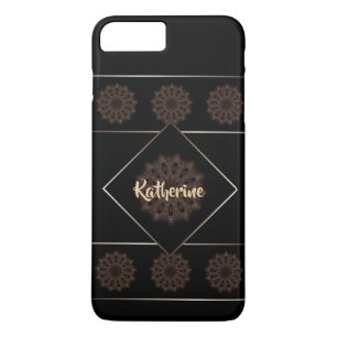 Coques Pour iPhone Monogramme Mandala Rustique Brun Terreux