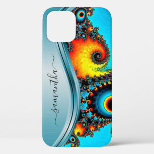 Case-Mate iPhone Case Monogramme manuscrit en métal bleu gras