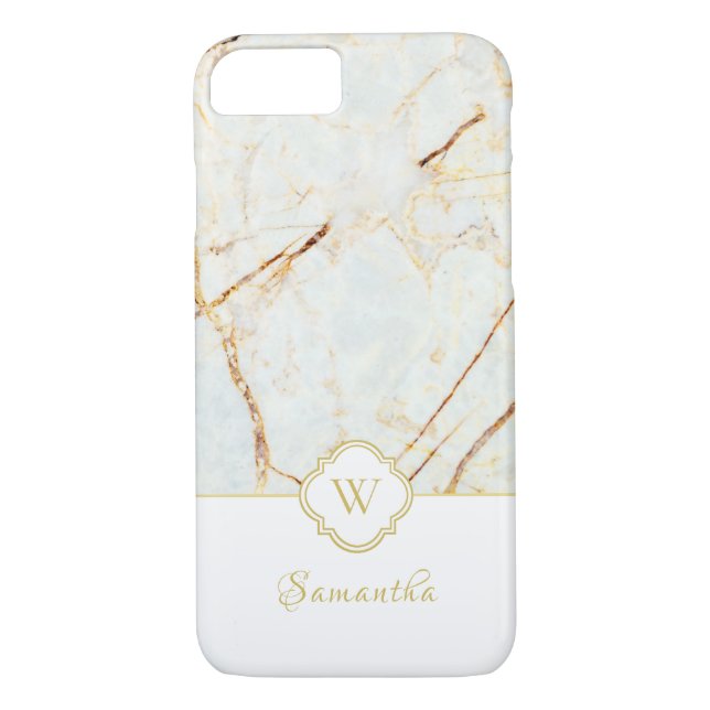 Coques Case-Mate iPhone Monogramme Marbre Elegant Blanc Or iPhone 8/7 Coqu (Dos)