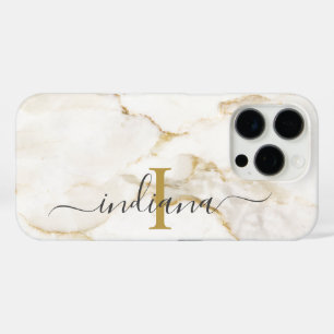 Coque iPhone 16 Pro Monogramme Marbre Moderne Chic Personnalisé