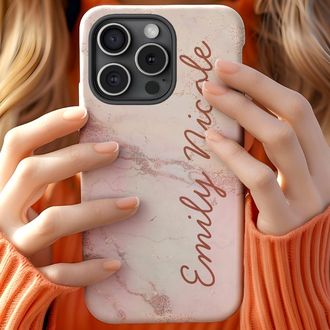 Coques Case-Mate iPhone Monogramme Marbre Rose Doré (Créateur téléchargé)