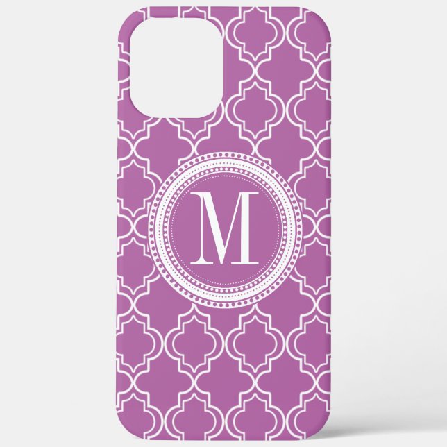 Coques Case-Mate iPhone Monogramme marocain lilas de treillis (Verso)