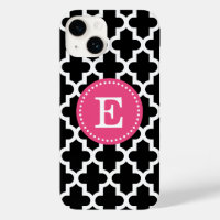Monogramme marocain moderne noir et rose