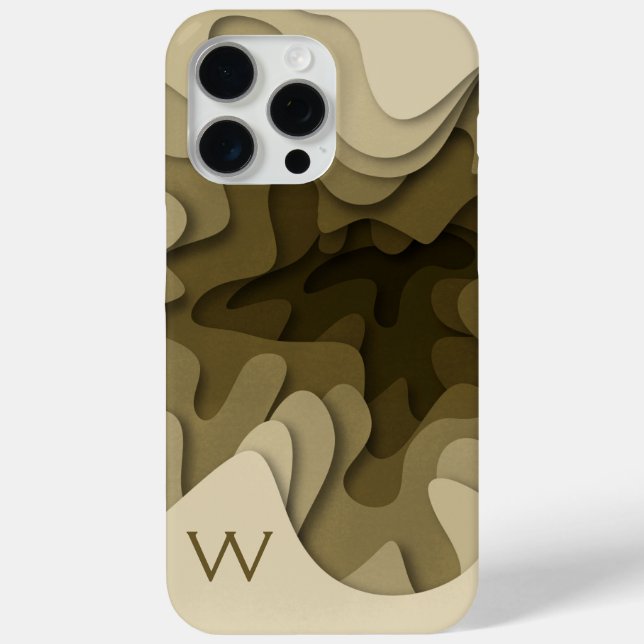 Coques Case-Mate iPhone Monogramme Marron Sépia Moderne Abstrait (Verso)