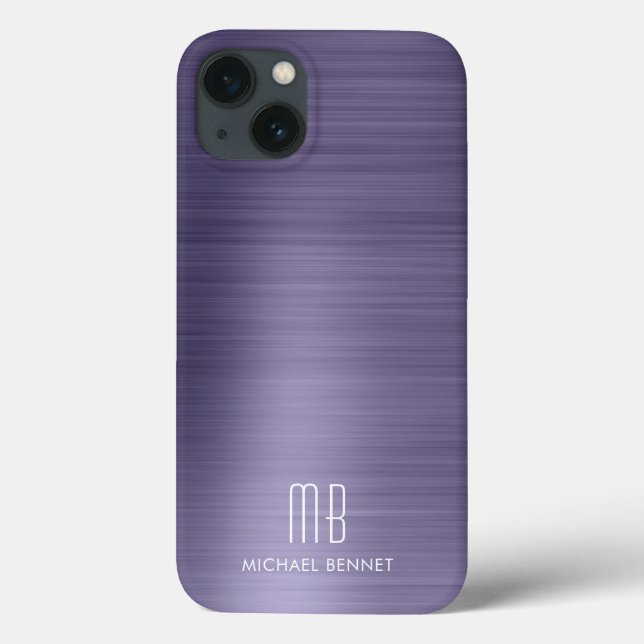 Coques Case-Mate iPhone Monogramme Métal brossé violet (Verso)