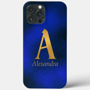 Case-Mate iPhone Case Monogramme métallique bleu et or A