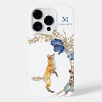 Monogramme mignon renard bois Aquarelle Nom floral
