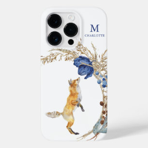Coque Case-Mate iPhone Monogramme mignon renard bois Aquarelle Nom floral