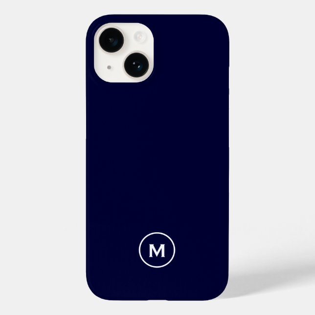 Coques Case-Mate iPhone Monogramme minimal bleu marine (Verso)