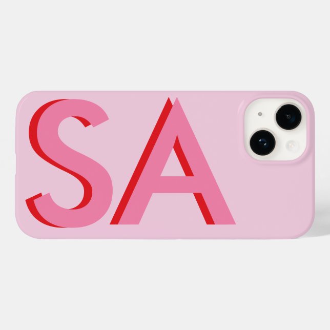Coques Case-Mate iPhone Monogramme minimal initial de giron rose moderne (Verso (horizontal))