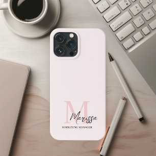 Case-Mate iPhone Case Monogramme minimal initial et nom Pastel rose