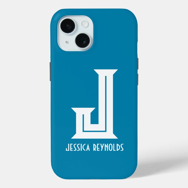 Coques Case-Mate iPhone Monogramme minimal Turquoise (Verso)