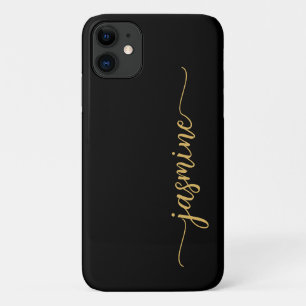 Case-Mate iPhone Case Monogramme minimaliste d'or noir de fille - Script