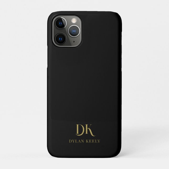 Coques Case-Mate iPhone Monogramme minimaliste élégant Noir Or élégant (Dos)
