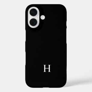 Coque Pour iPhone 16 Monogramme Minimaliste Moderne Élégant Noir et Bla