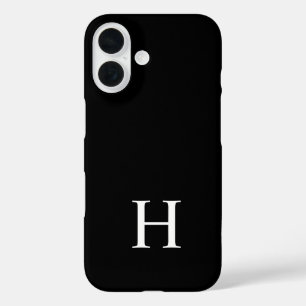Coque Pour iPhone 16 Monogramme minimaliste moderne noir et blanc