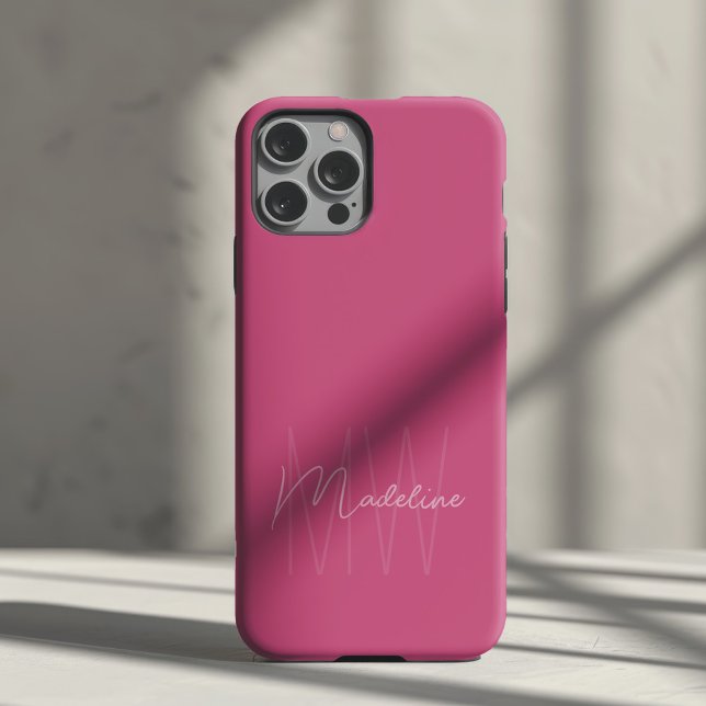 Coques Case-Mate iPhone Monogramme minimaliste moderne rose (Modern minimal custom monogram pink iPhone Case by MINTIC DESIGN STUDIO)