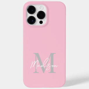 Coque Case-Mate iPhone Monogramme minimaliste moderne rose vif rose blanc
