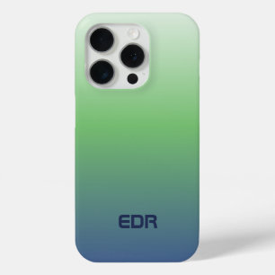 Coque Case-Mate iPhone Monogramme minimaliste vert et bleu