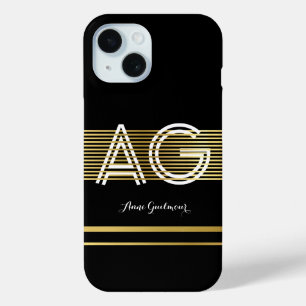 Coque Pour iPhone 15 monogramme moderne