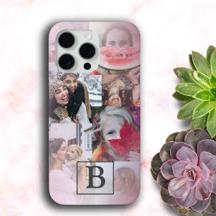Coque Case-Mate iPhone Monogramme moderne 6 photo Collage rose vif