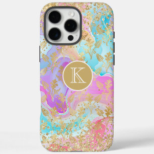 Coque iPhone 16 Pro Max Monogramme Moderne Abstrait Paillettes Personnalis