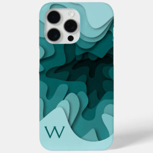 Coque Case-Mate iPhone Monogramme moderne Aqua Turquoise peinture Abstrai