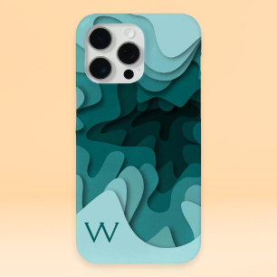 Coque Case-Mate iPhone Monogramme moderne Aqua Turquoise peinture Abstrai