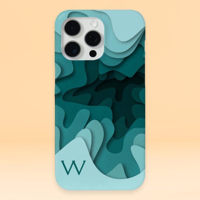 Coques Case-Mate iPhone Monogramme moderne Aqua Turquoise peinture Abstrai (Créateur téléchargé)